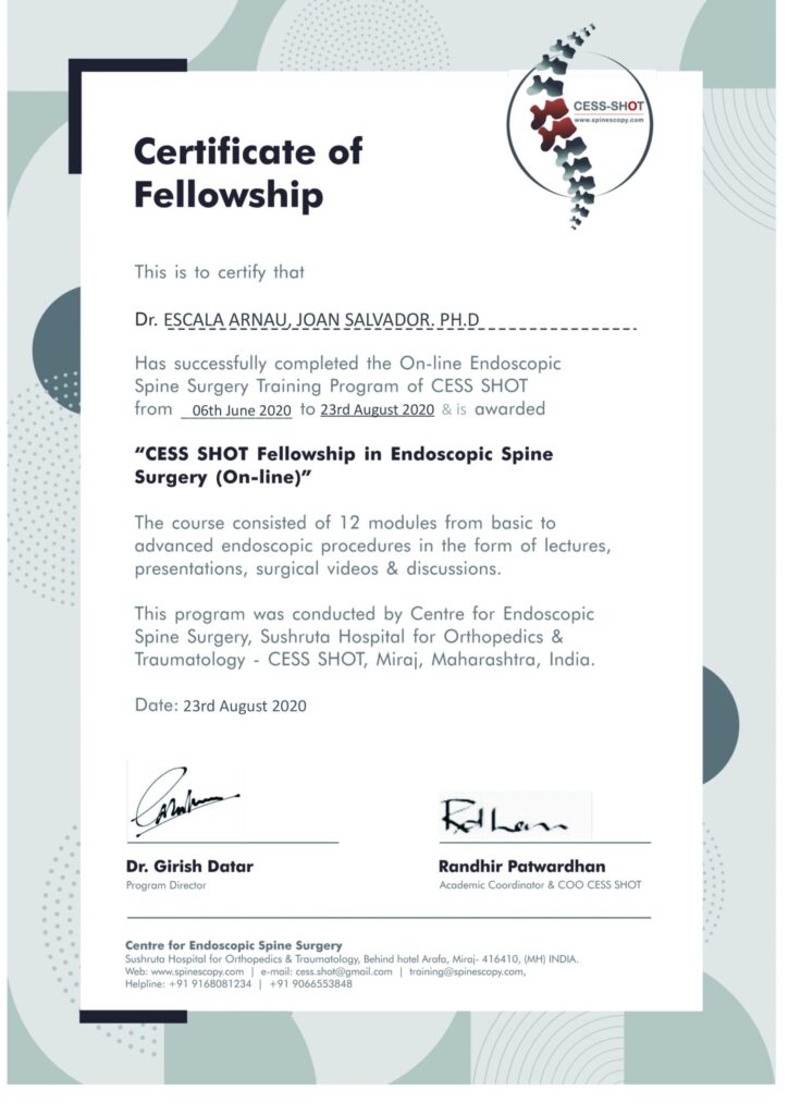 Certificate CESS SHOT cess shot scaled